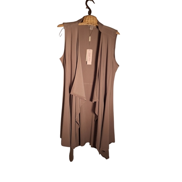 Charlie Paige Comfort Flow Vest Gray Ladies S/M Gray NWT Open Front Flowy Boho - Picture 1 of 5